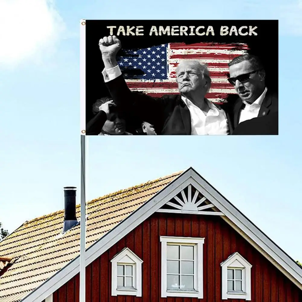 Trump 2024 Flag Shot Survived Banner Outdoor President Election Flag with Brass Grommets Patriotic Decor