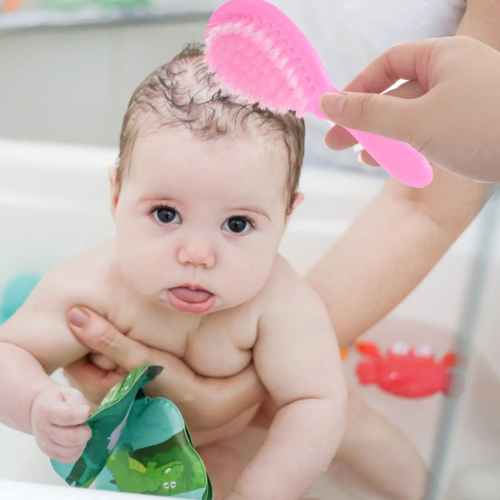 

Baby Comb Brush Set for Infant Head Massage Promotes Blood Circulation Brain Development Anti Static Smooth Circular Teeth