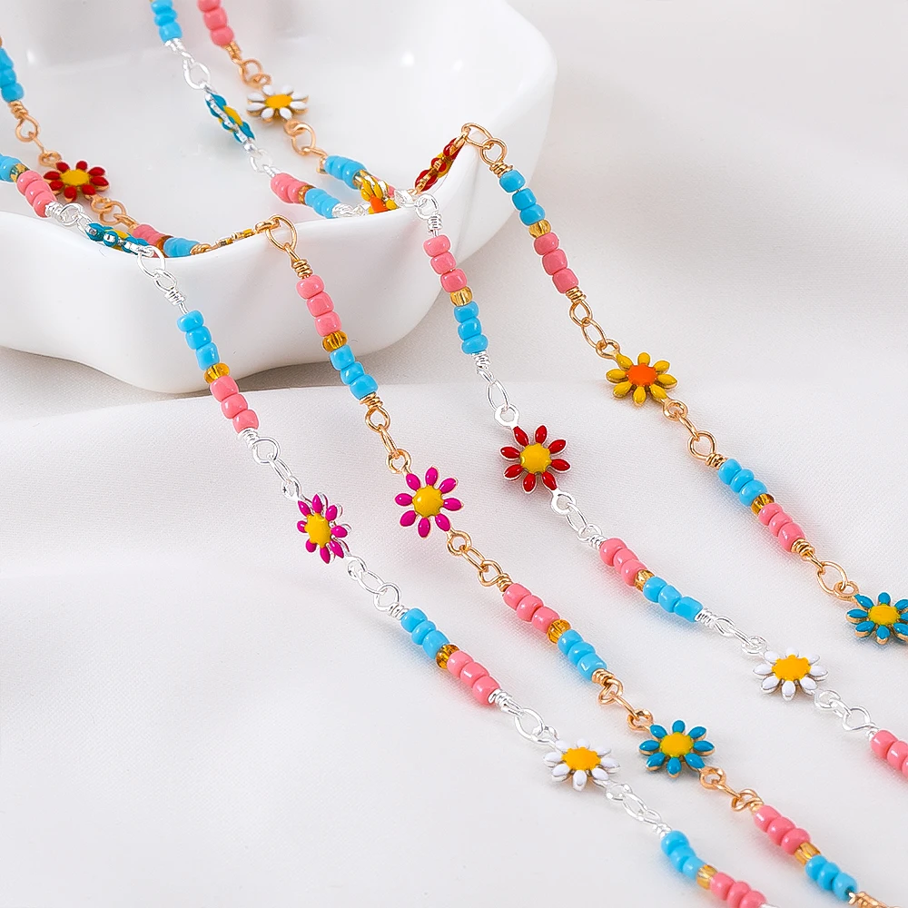 

0.5/1/2M/lot Spring Atmosphere Daisy Copper Chain For DIY Color-preserving Necklace Bracelet Accessories Natural Style Materials