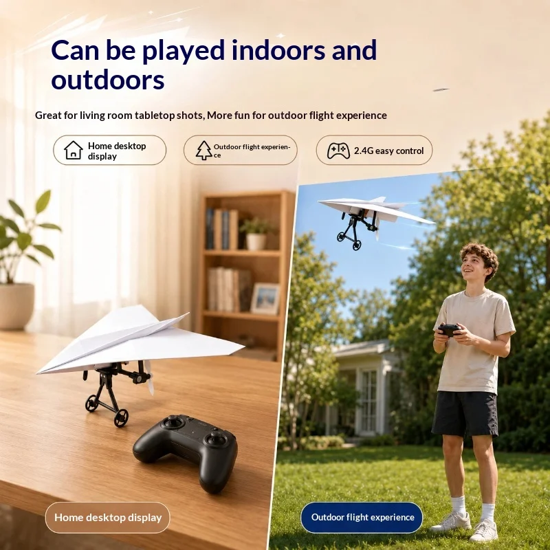 Rc Paper Airplane Electric Power Kit Diy Foldable Long Range Stable Flight Ultra Lightweight Remote Control Plane Outdoor Toy
