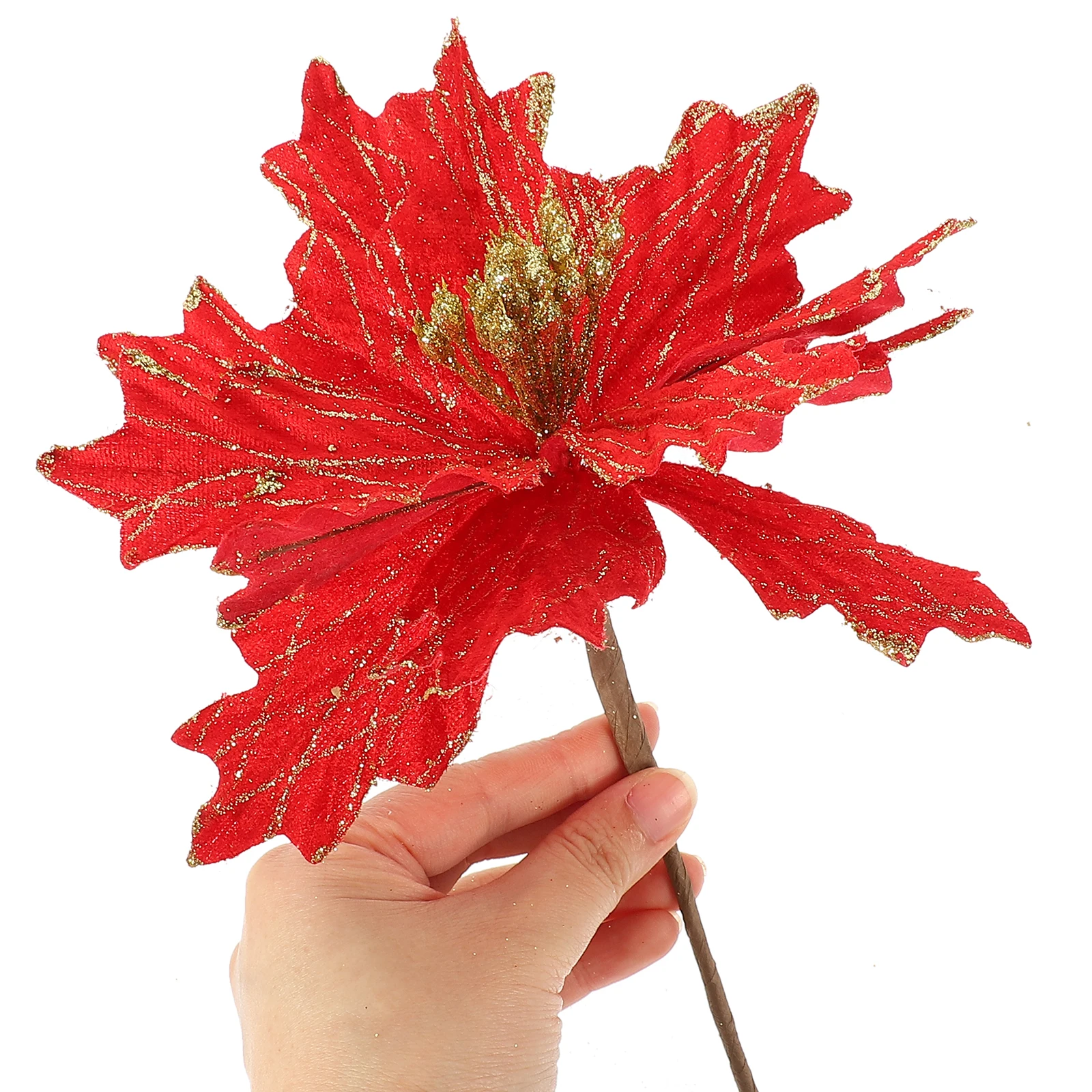 

4 Pcs Christmas Tree Decor Decorations Artificial Flowers Poinsettia Ornaments Desktop Fake