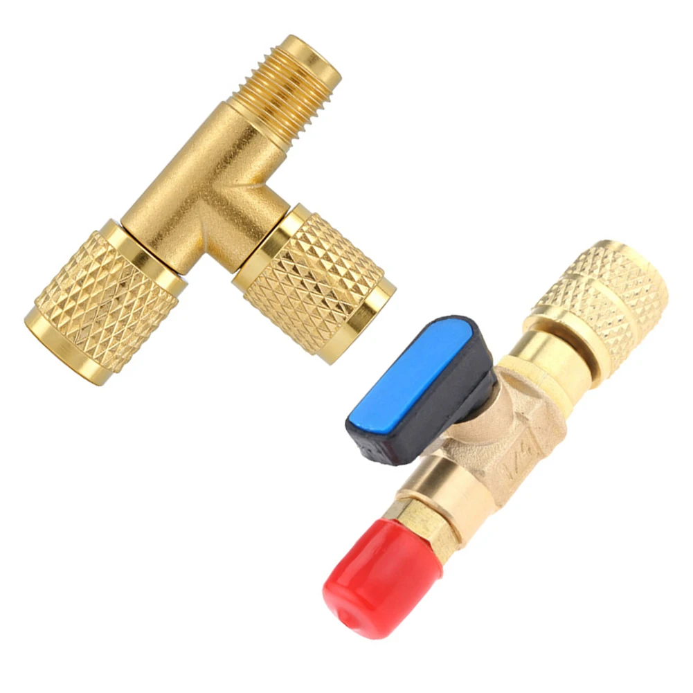 1Pcs Quick Coupler Tee Adapter With Ball Valves Set For Vacuum Gauge Connect Pump Tee Flying Connect Tee Valve 3 Way 1/4