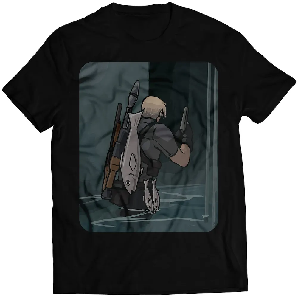 Leon Fishing Residence Evil 4 Premium T Shirt Vectorized Design