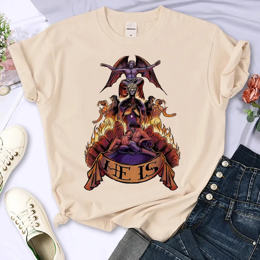 Ghost Band top women designer t shirt female Japanese manga y2k clothes