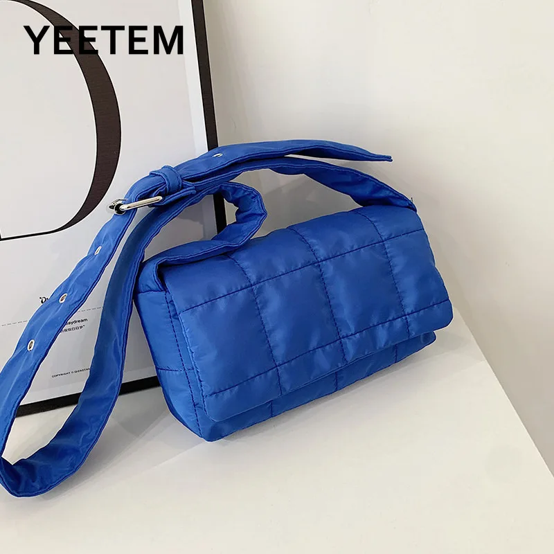 

Winter Soft Cotton Down Jacket Bag New Sponge Woven Small Square Bags Vintage Ladies Diagonal Bag