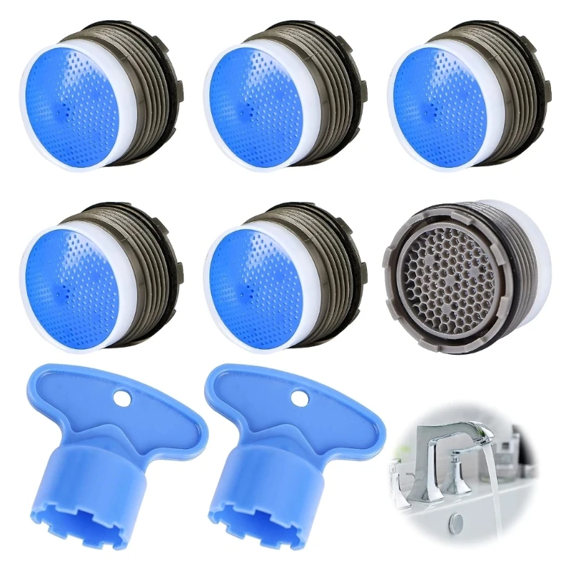 6Pcs Faucet Aerator with Aerator Keys Water Saving Flows Restrictors Insert Replacement Tap Bubblers Sink Aerator Filter B03E