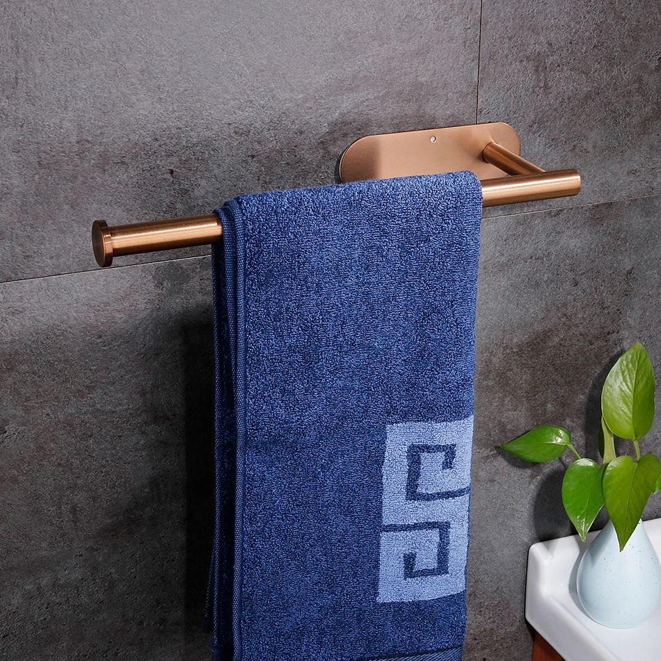 Rose Gold Paper Holder Adhesive 304 Stainless Steel Punching-free Toilet Paper Roll Shelf for Kitchen Bathroom Tissue Hanging