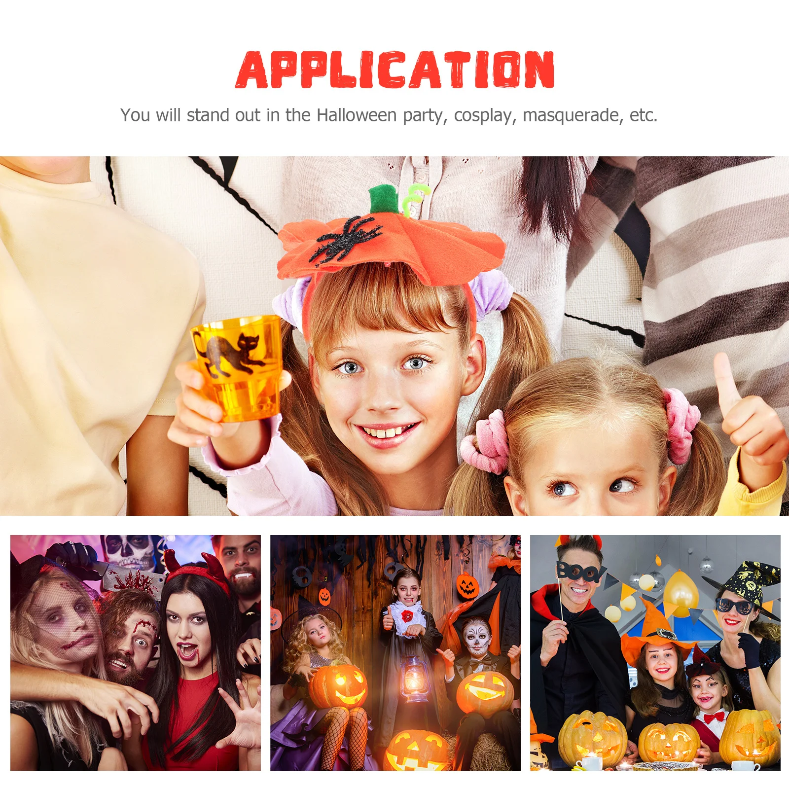 

2Pcs Halloween Pumpkin Headbands Soft Non-Woven Fabric Pumpkin Hat Hair Hoops Party Cosplay Hairbands Halloween Costume Props