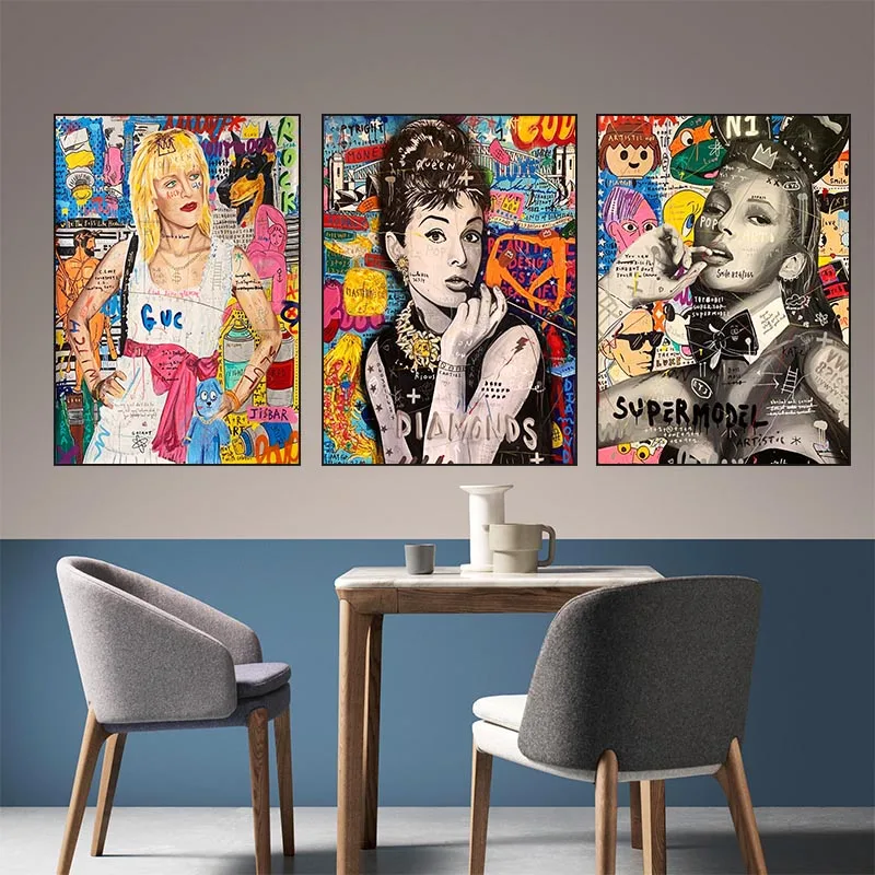 Diamond Painting Famous Women Canvas Paintings Wall Art Graffiti  Audrey Abstract Street Pop Pictures Home Decor Mural