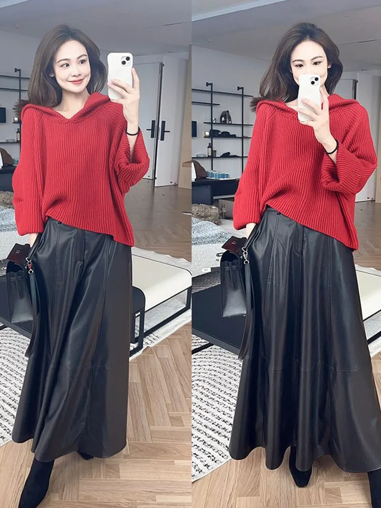 Korean style Long Sleeve Sweater Autumn Winter New Hooede Womens Clothing Pullover Tops Warm Fashion Women Knitwears