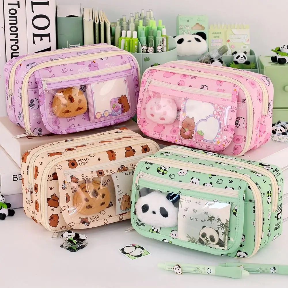 Multi Functional Capybara/Panda Pen Bag Nine-Layer Dirt-proof Stationery Bag Large Capacity Pencil Case Students