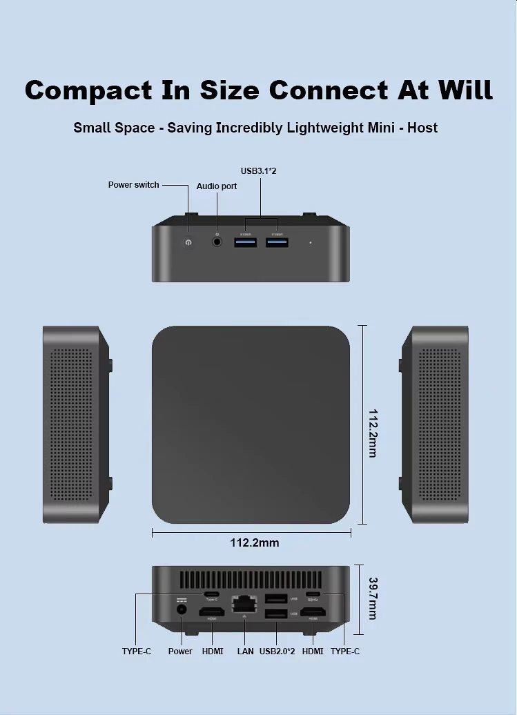 Xiaman NEW Intel Windows 11 Mini PC I7 Intel I7 4510U Intel Core I3 6100U Mini Computer 16GB RAM 512GB 1TB SSD 3-Screen Display PC Desktop Wifi 6 BT5.2 Mini PC