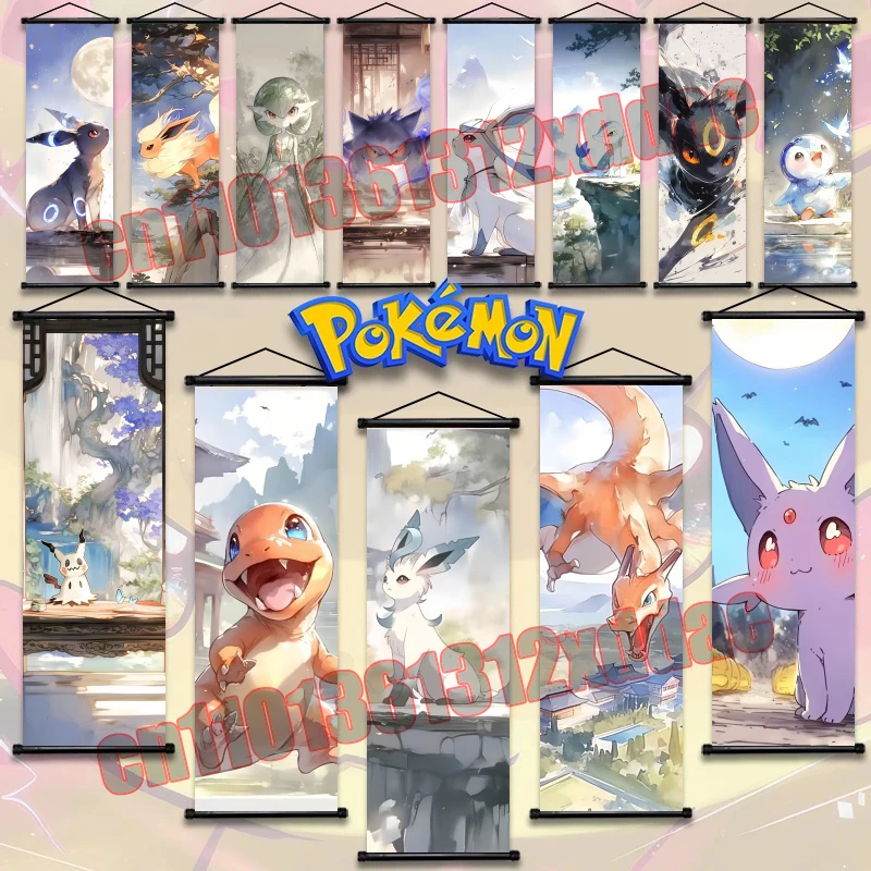 

Напечатанное аниме Pokemon, Gardenovoir, Eevee, Gengar, художественная белая картина на холсте, подвесной, постер, украшение для дома, живопись