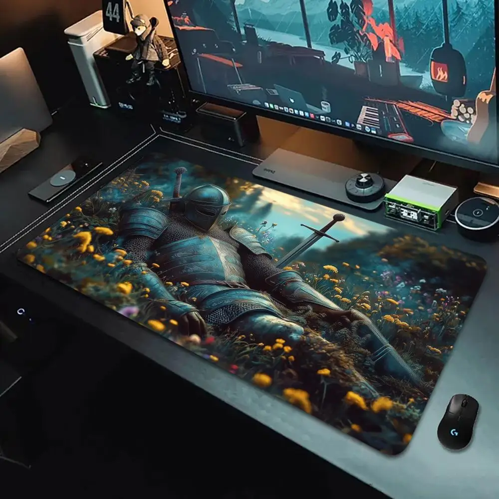 

Коврик для мыши The Fallen Warrior, большие коврики для компьютерных офисных игровых настольных ковриков XXL, резиновые противоскользящие коврики для игровой клавиатуры, длинные настольные коврики