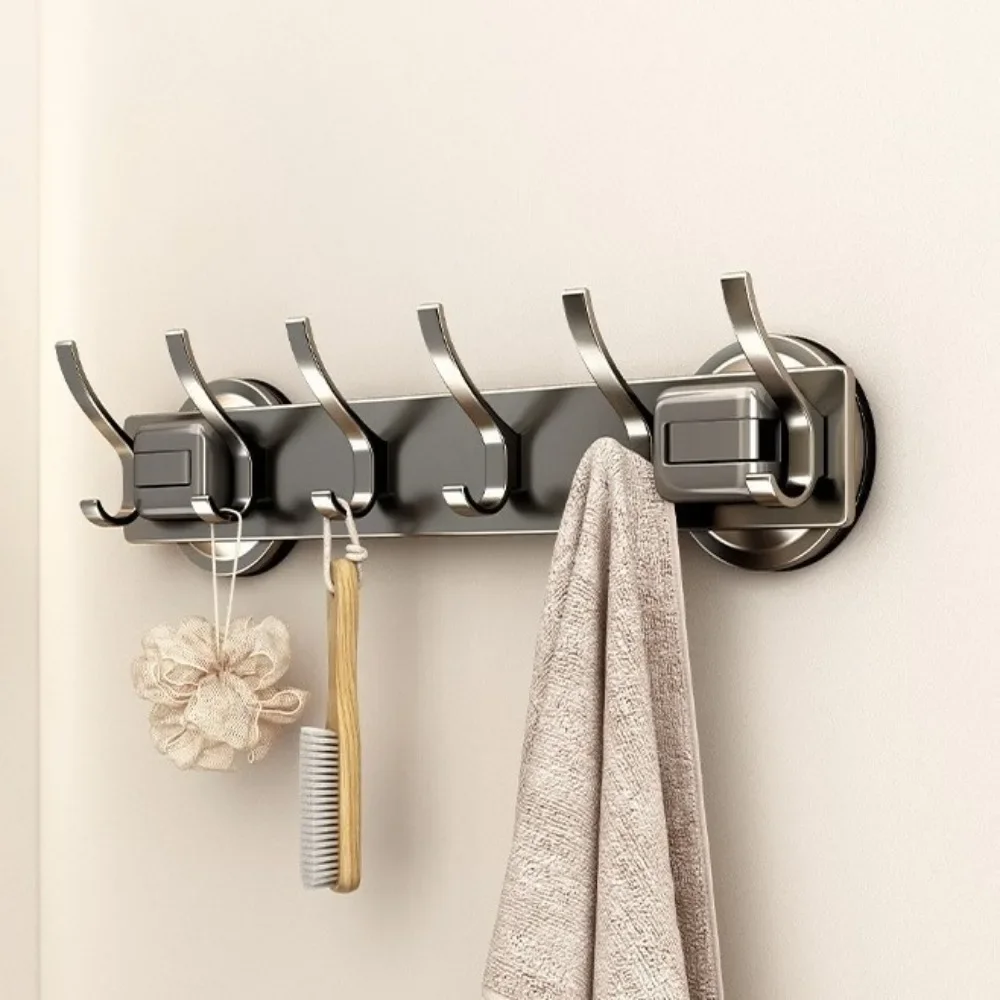 

New Suction Cup Behind Door Hook Wall Mounted Strong Load Bearing Clothes Hanging Rack Gray Storage Holder Bathroom Gadgets