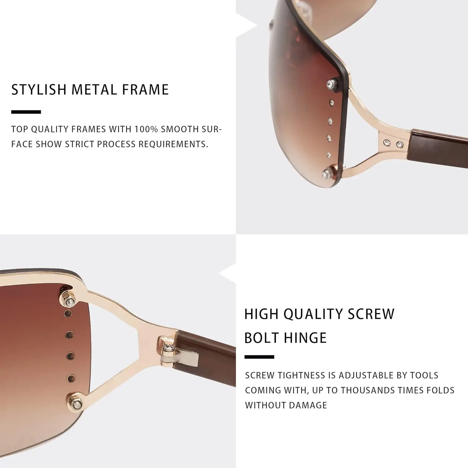 VANLINKER Stylish Rimless Frameless Rectangle Sunglasses for Women