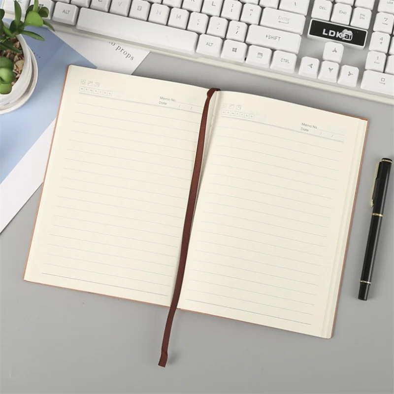 Business Notebook Soft Leather Cover Office Memo Notebook Pen Clip Design Student Diary Journal 100 Sheets Sketchbook Stationery