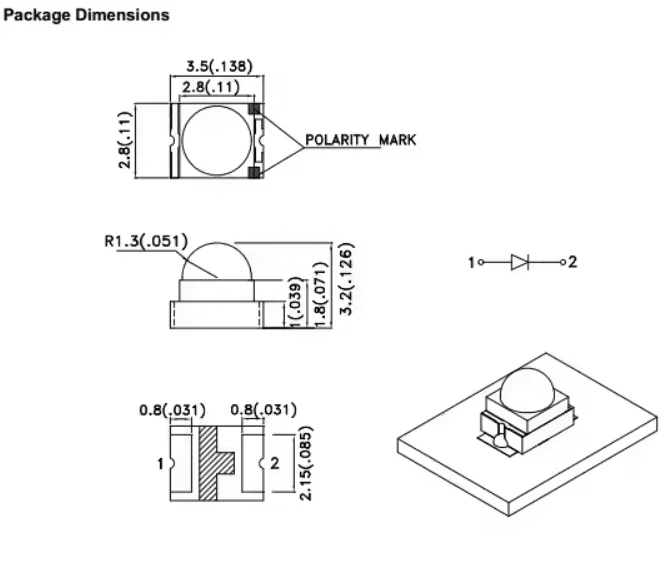 APED3528QBC/D-F01 LED 3528 blue blue light with lens convex head LED