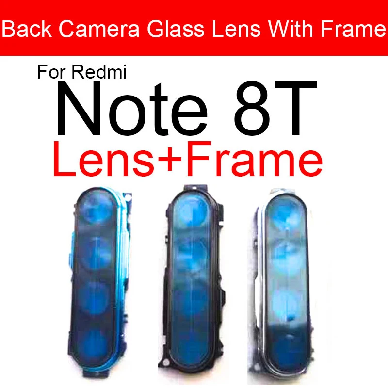 Rear Back Camera Lens For Xiaomi Redmi Note 8 8T 8 Pro Camera Lens Glass Cover Frame + Sticker Protection Repair Replacement