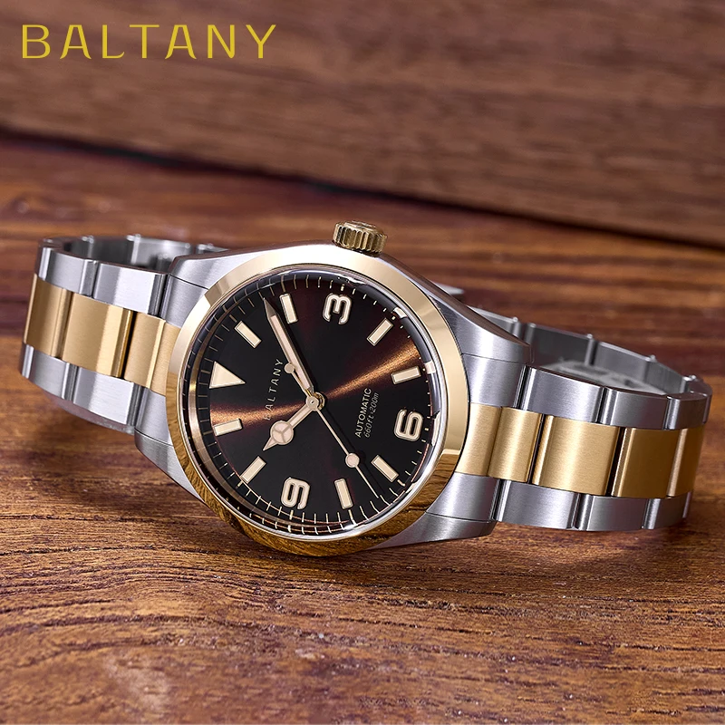 Baltany S4035G 39 مللي متر الذهب اكسبلورر الساعات للرجل الفاخرة NH38 ساعات المعصم الميكانيكية الياقوت كريستال مقاوم للماء فستان ساعة #1