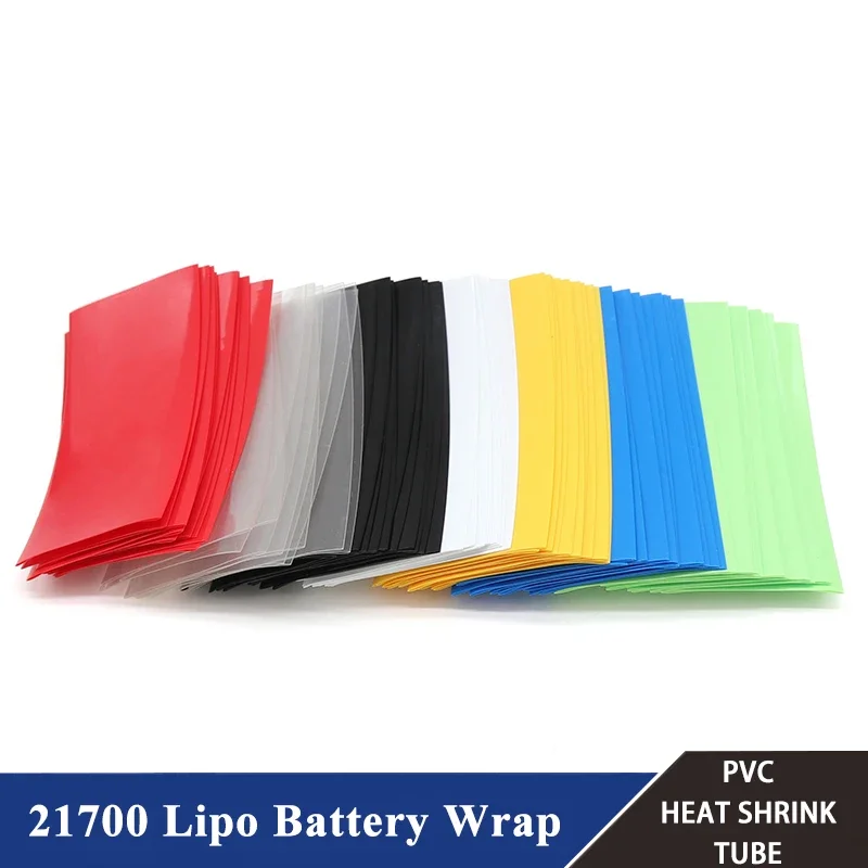 

20~500pcs 21700 Lipo Battery Film PVC Heat Shrink Tube Precut Shrinkable Insulated Sleeve Protect Pipe Cover Pack Batteries Wrap