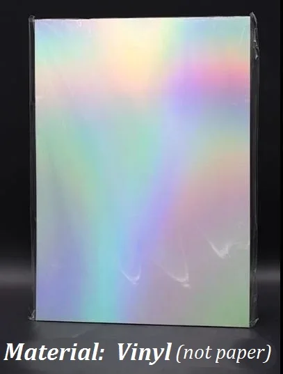 Size 210*297mm Silver Holographic Rainbow Glossy Self Adhesive Vinyl Sticker For Scrapbooking Paper Craft