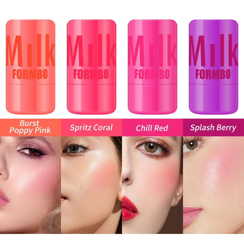 Milk Jelly Cheek Blush Tint 3-in-1 Moisturized Blusher Sticker Water Long Lasting Brighten Matte Facial Contour Rouge Makeup