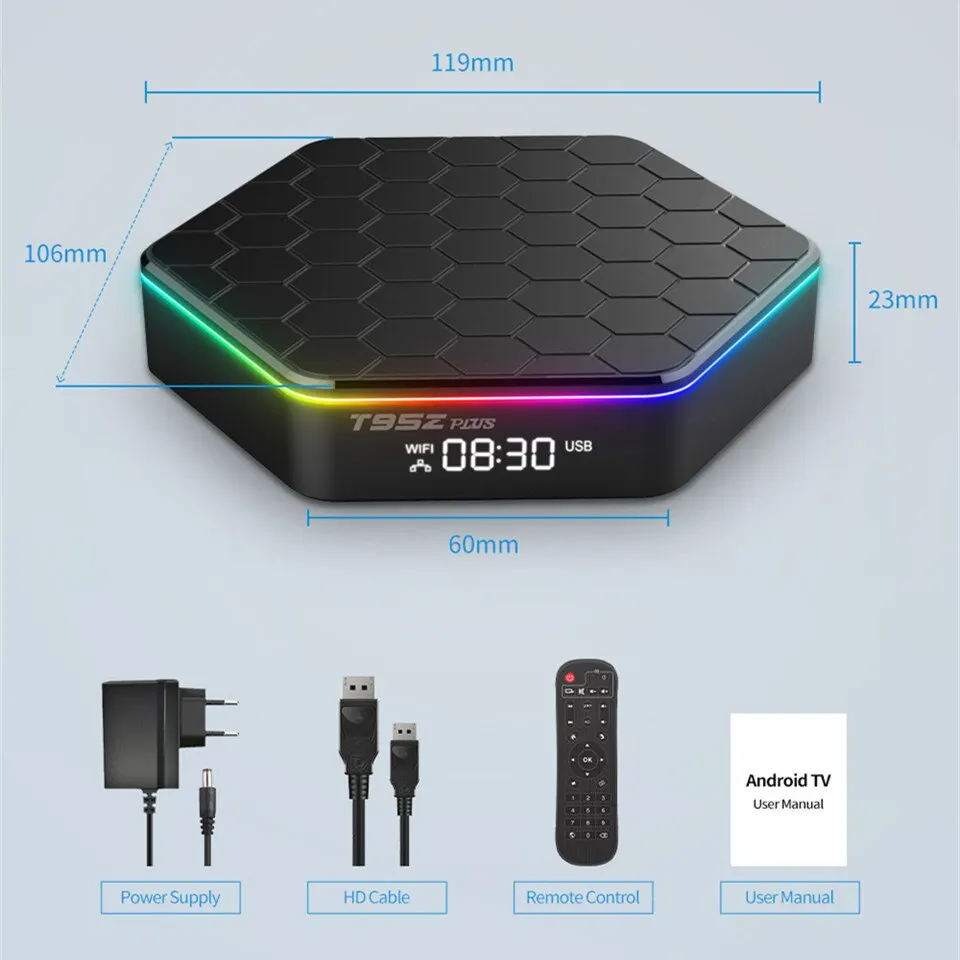 YLW T95ZPLUS Smart TV Box Android 12 Bluetooth 5,0 4K Wifi 4GB 16GB 32GB 64GB reproductor multimedia Allwinner H618 Set Top Box