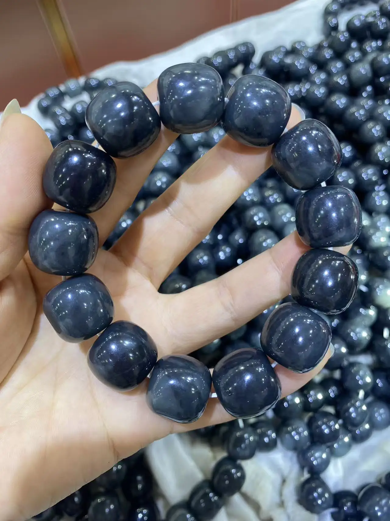 

authentication Natural Hotan Jade Blue and White Bead Bracelet for men and women's jewelry accessories gift bead bracelet