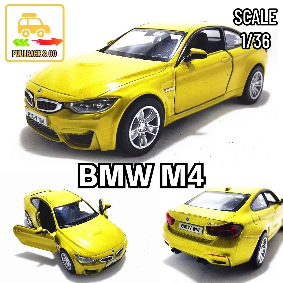 1/36 Scale BMW M4   Car Model Replica Diecast Collection Vehicle Interior Decor Ornament Xmas Gift Kid Boy Toy