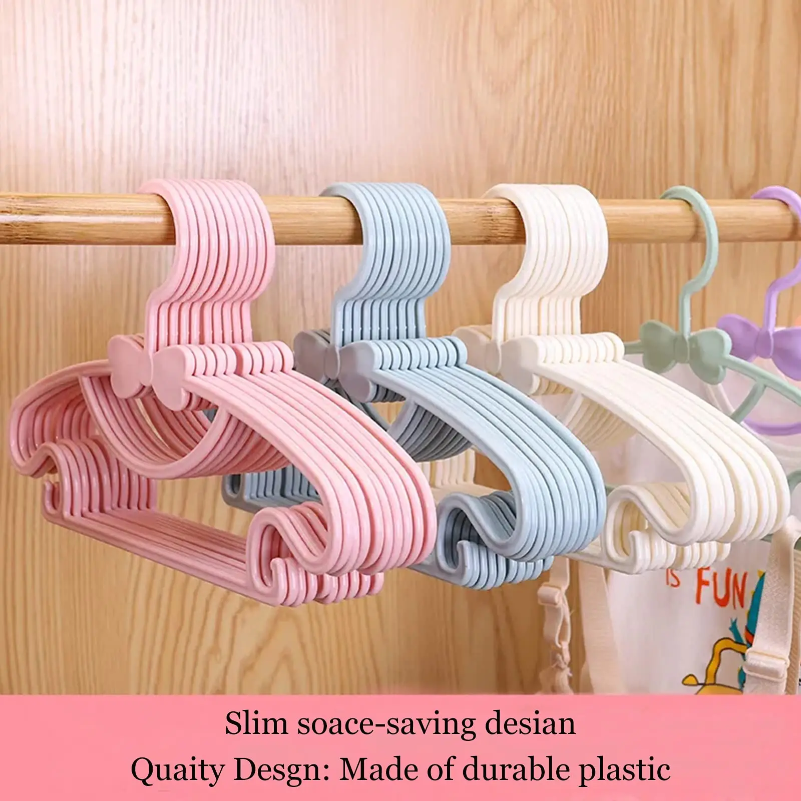 Baby Hangers for Closet,  Kid\'s Hangers，Everyday Standard Use, Cascading Plastic Hanger Ideal for Girl Dress