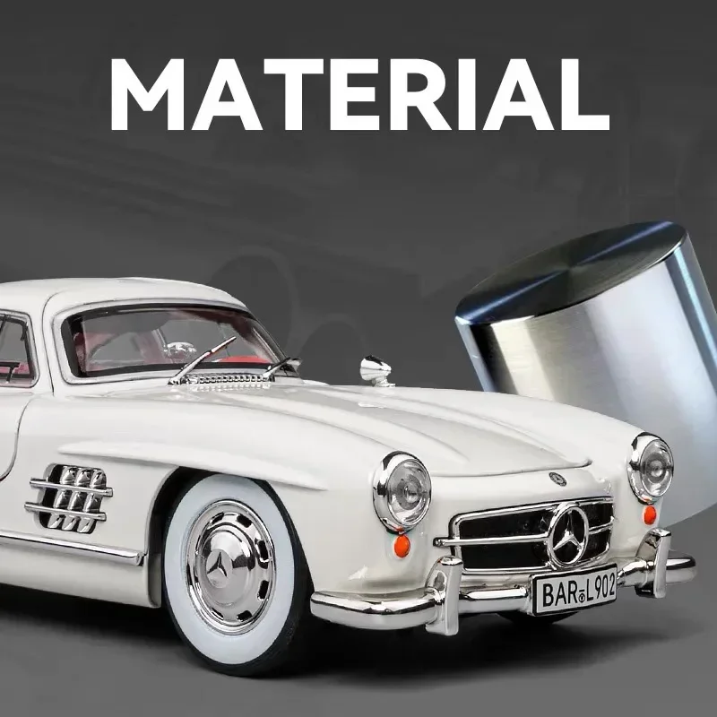 1:24 Scale Car Model Mercedes Benz 300SL Alloy Car Model Classic Vintage Diecast Metal Sound Light Collecties Childrens Toy Gift