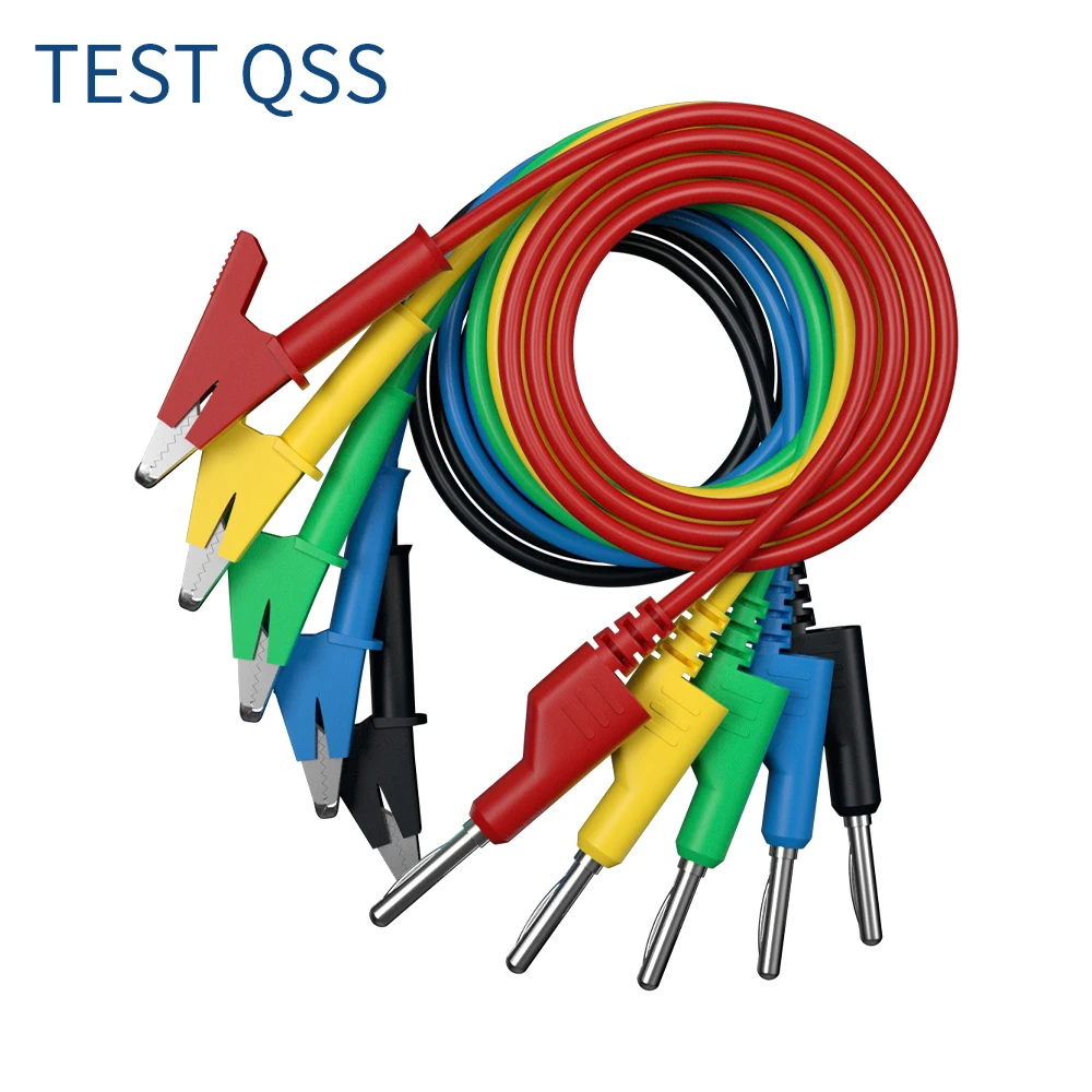 

QSS 5 шт. 4 мм Штабелируемый штекер типа «банан» на зажим «крокодил» мультиметр измерительные выводы кабельная линия провод 100 см электрические тестовые инструменты Q.70035