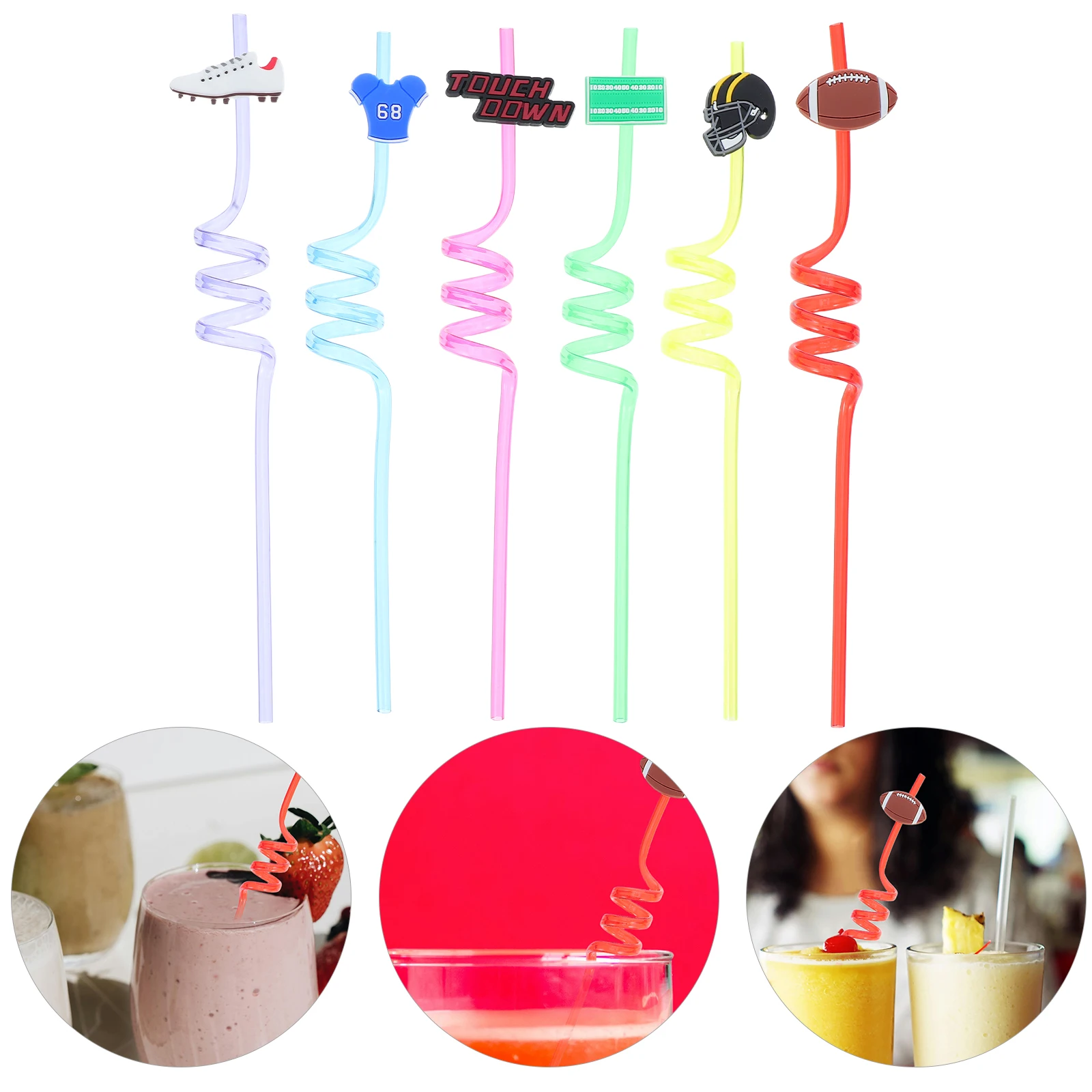 

24Pcs Soccer Party Straws Reusable Football Theme Birthday Supplies Goodie Bag Fillers Sports Party Favors
