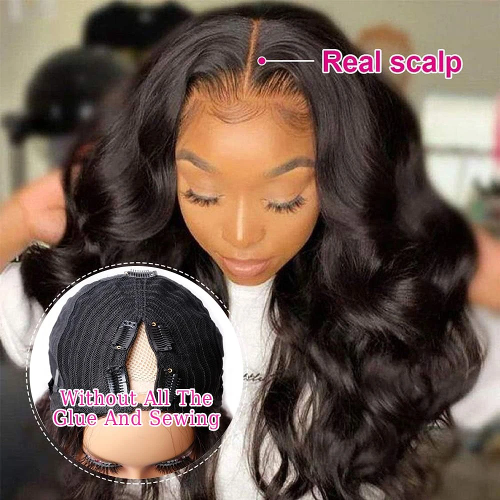 V Part Wig Brazilian Body Wave Human Hair 32inch No Leave Out Curly Human Hair Wigs For Women Cheap On Sale Upgrade U Part Wig