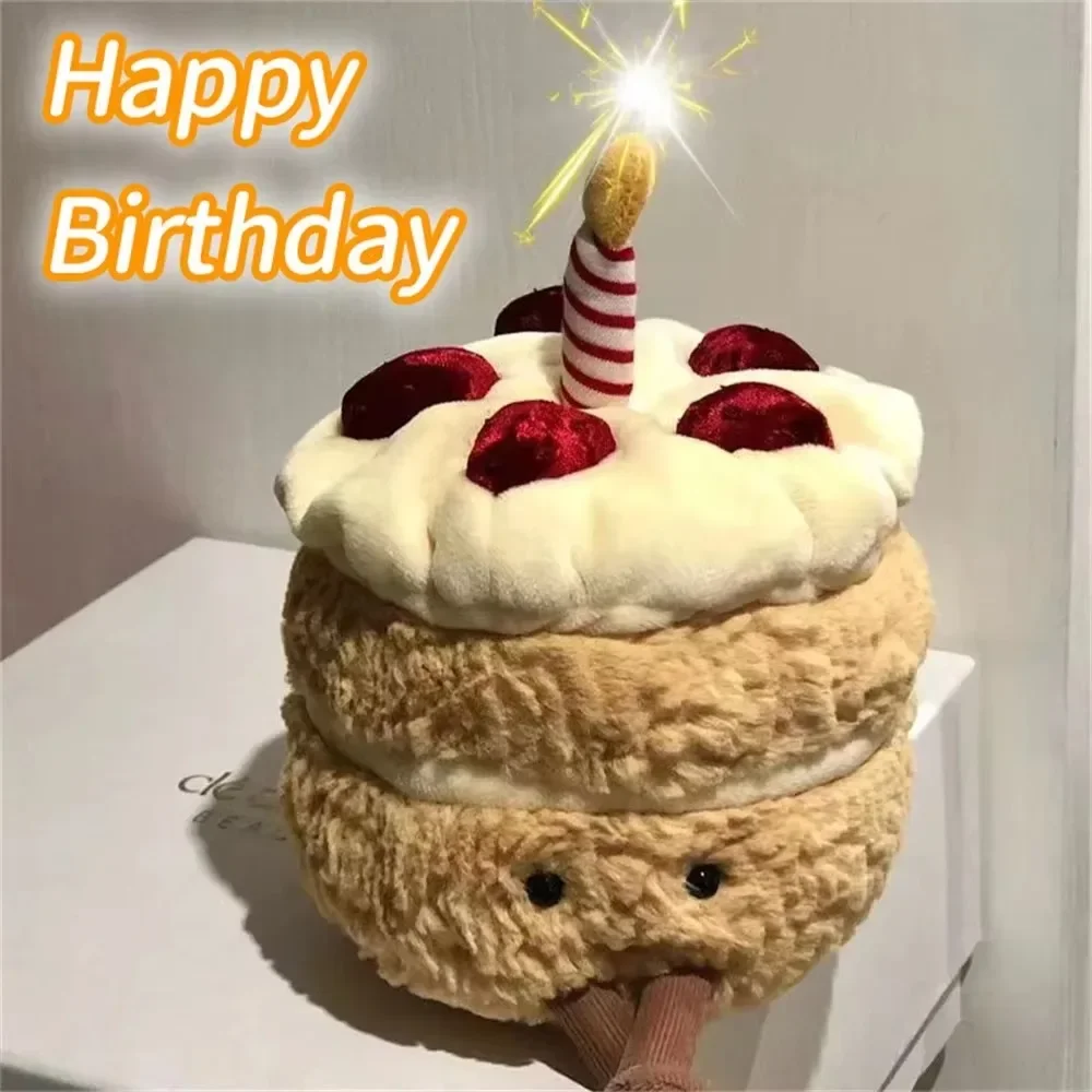 

28 см торт на день рождения, милая плюшевая кукла с выражением для мальчиков и девочек, вечерние забавные мягкие игрушки, настольный дисплей, креативные подарки