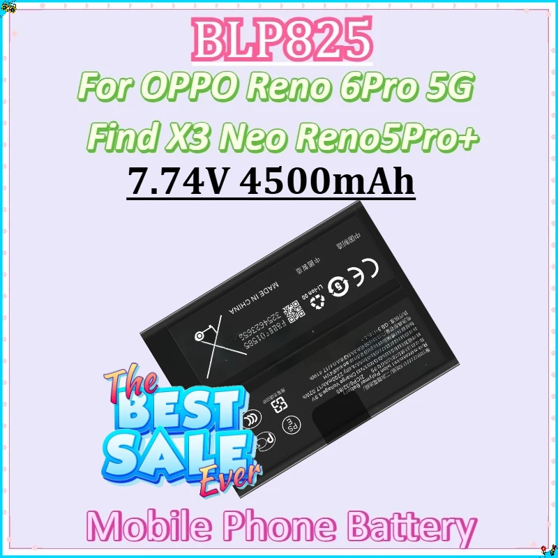 

For OPPO Find X3 Neo Reno6 Pro Reno 6 Pro Reno 5pro+ New BLP825 7.74V 4500mAh Mobile Phone Battery Replacement Batteries