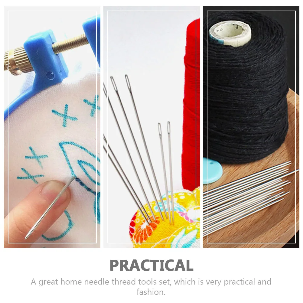

5 Sets Sewing Needle Embroidery Needles Hand Crochet Kit Threading Stainless Steel Heavy Duty Knitting