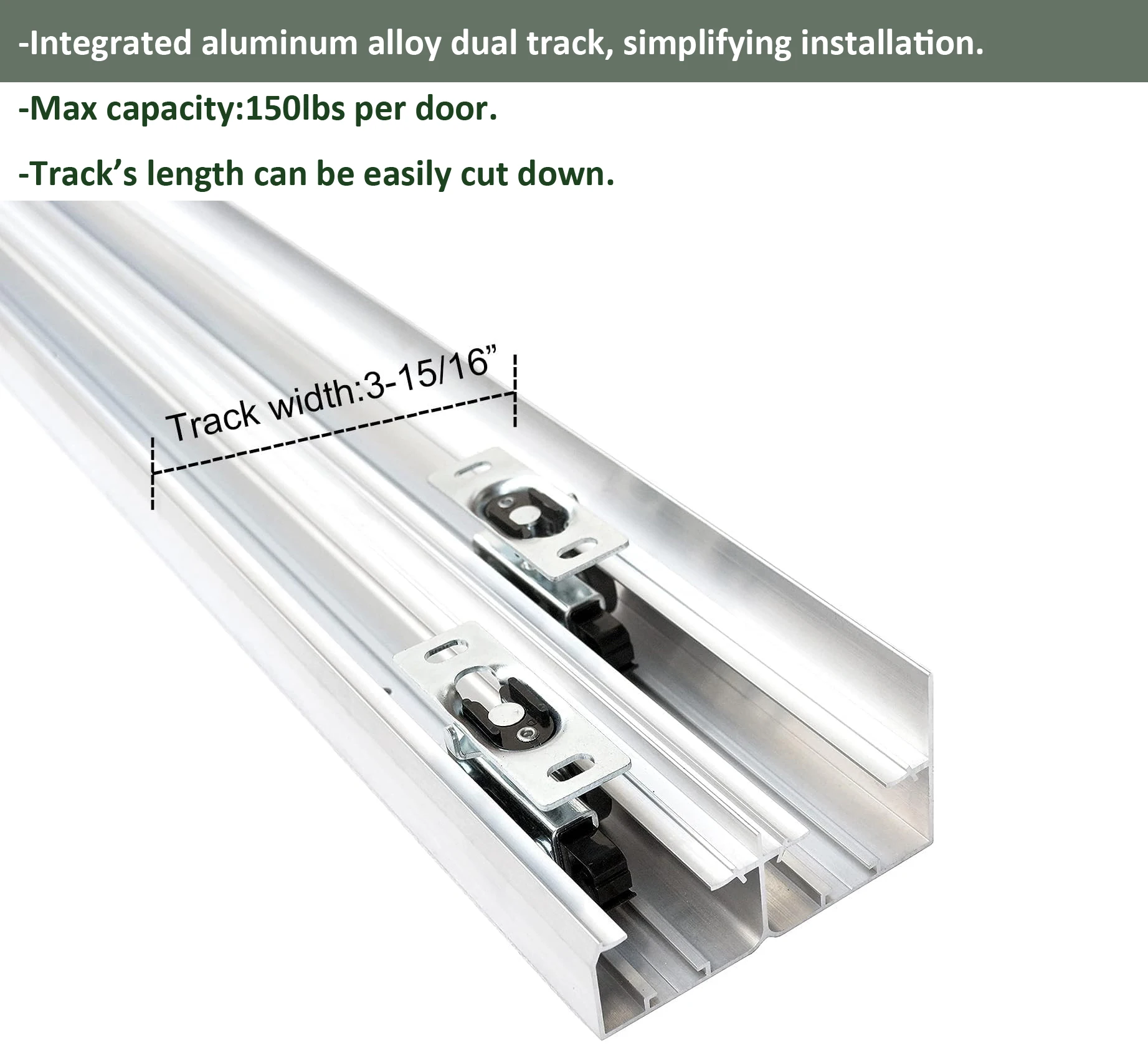 Imagem -05 - Diyhd-ceiling Mount Bypass Porta Deslizante Hardwaresilver Box Rail Porta do Bolso Wardrobe Cloconjunto Kit Porta sem Porta 122cm 48
