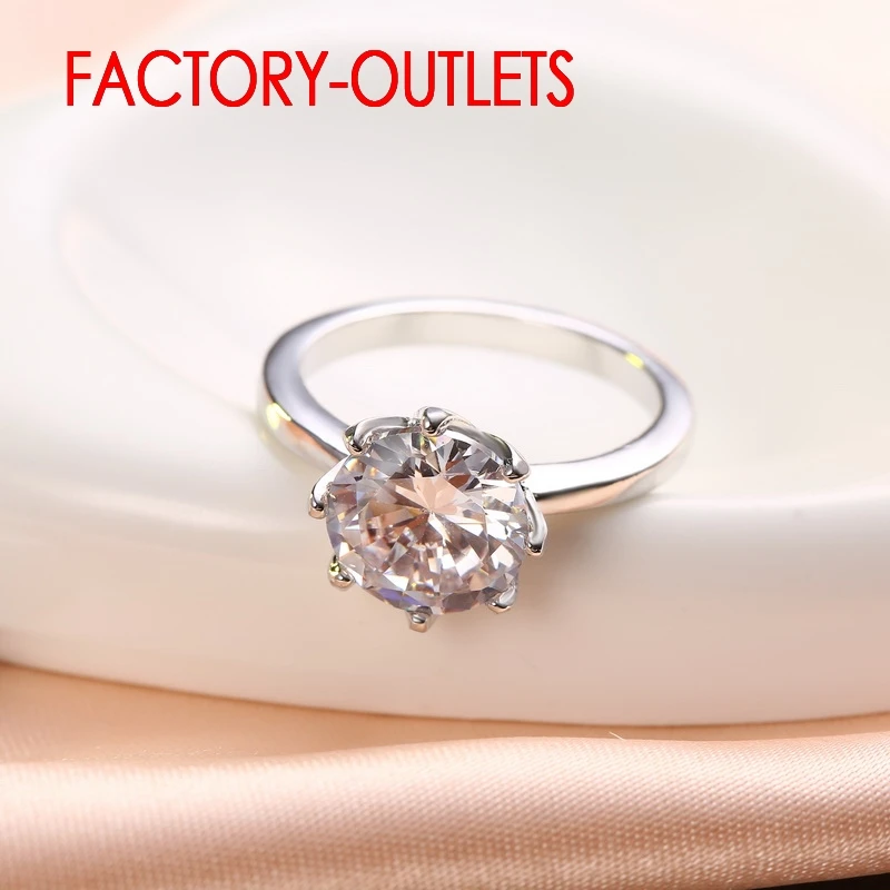 Genuine 925 Sterling Silver Engagement Ring Romantic Fashion Jewelry Cubic Zirconia Prong Setting Women Girls  Wholesale