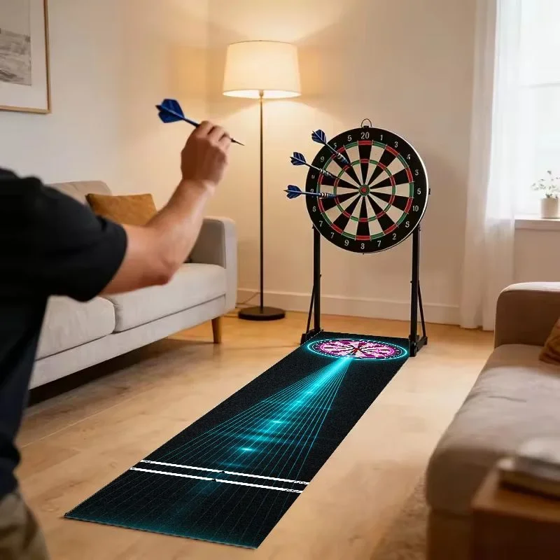 VIKAMA Neon Laser Target Dart Mat Professional Throw Lines Anti Slip Long Strip Dart Game Floor Protection Carpet
