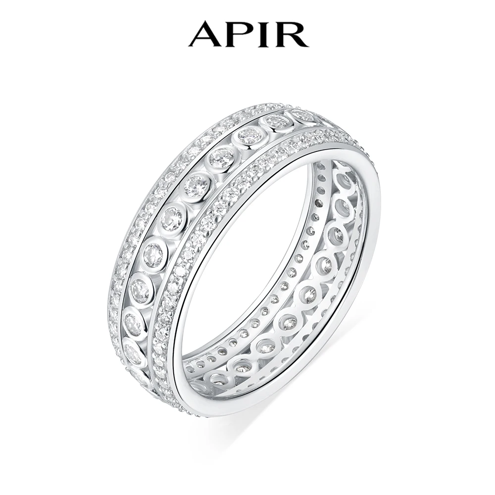 

APIR D Color VVS1 Moissanite Eternity Ring For Women Man 925 Sterling Sliver Wedding Engagement Classic Bands Fine Jewelry Gifts