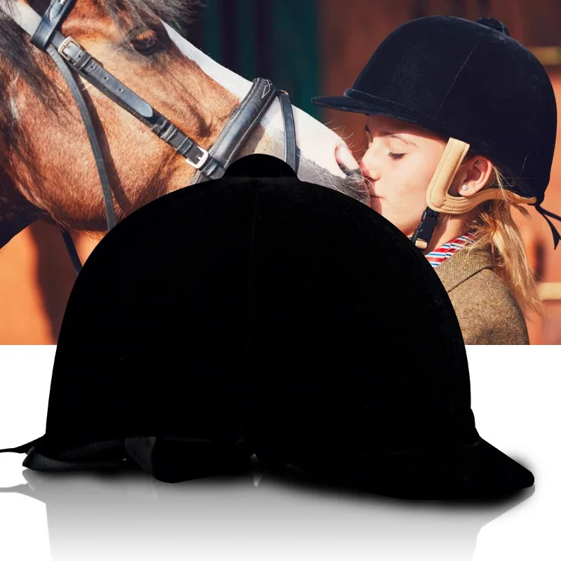 

Equestrian Hat Men's and Women's Retro Style British Suede Semi-clad Helmet Comfortable Protection Adjustable Riding Cap