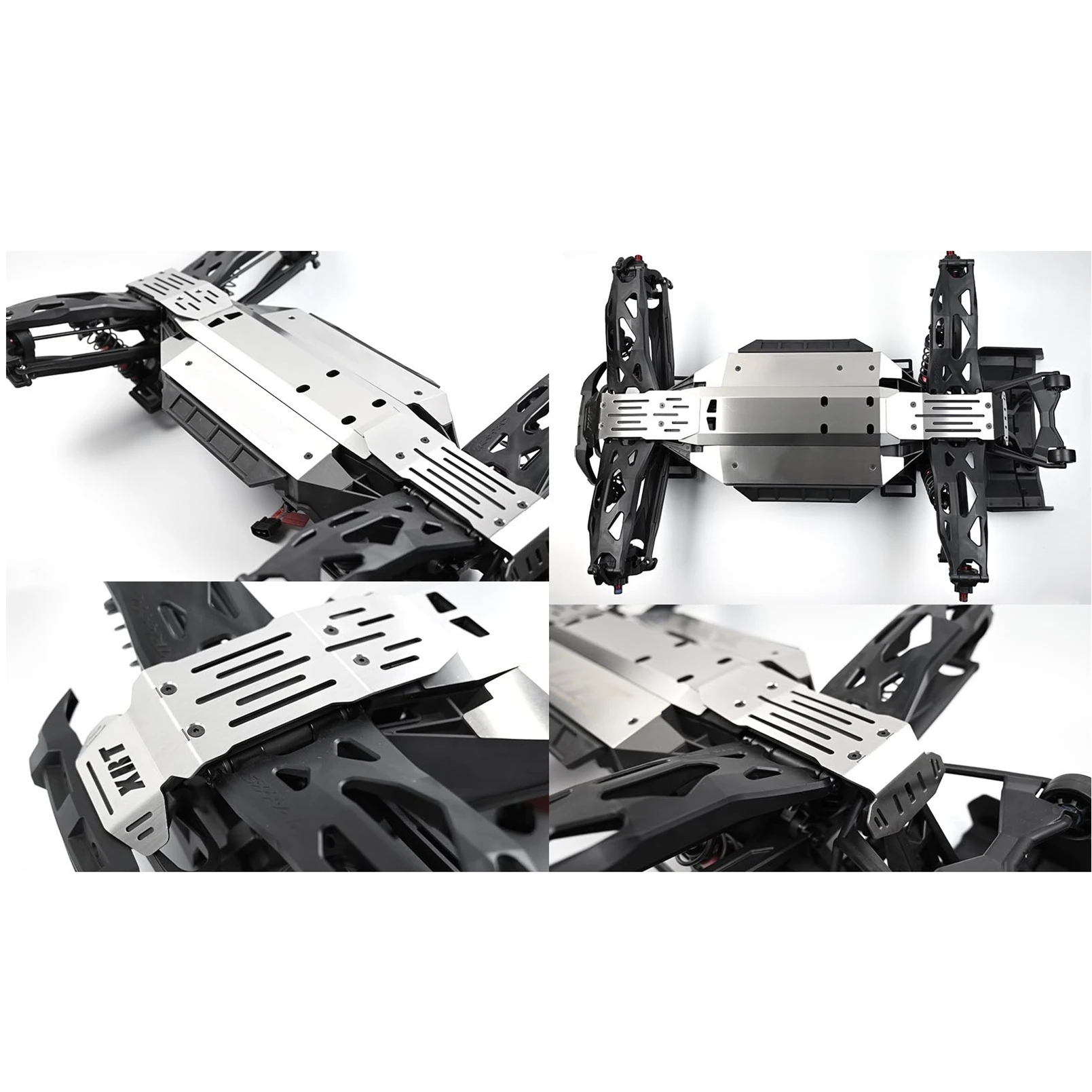 5 個のステンレス鋼シャーシアーマースキッドプレートプロテクター 1/6 スケールトラクサス XRT RC トラック車のフロント & リアアップグレードパーツ用