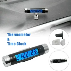 Car LCD Digital Electronic Time Clock Thermometer Watch Universal 2in1 Car Digital LED Time Voltmeter Thermometer with Backlight