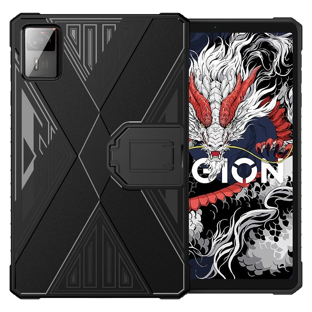 

For Lenovo Legion Y700 Gen 4 Case PC Kickstand TPU Anti-Drop Tablet Cover - Black