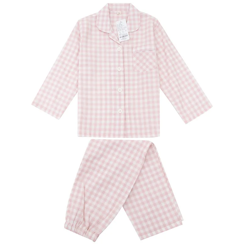 Boy Girl Linen Cotton Pajamas Clothes Set Shirt+Pant 2PCS Spring Autumn Toddler Child Solid color Homesuit Baby Clothes 2-12Y 3