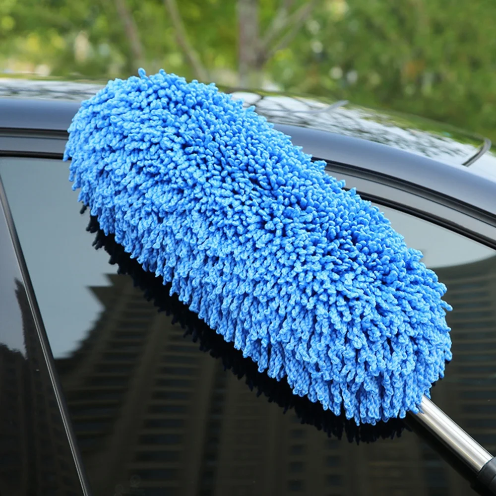 Retractable Car Wash Mop Microfiber Stainless Steel Extendable Telescopic Pole Car Wash Brush Cleaning Auto Detailing Supplies