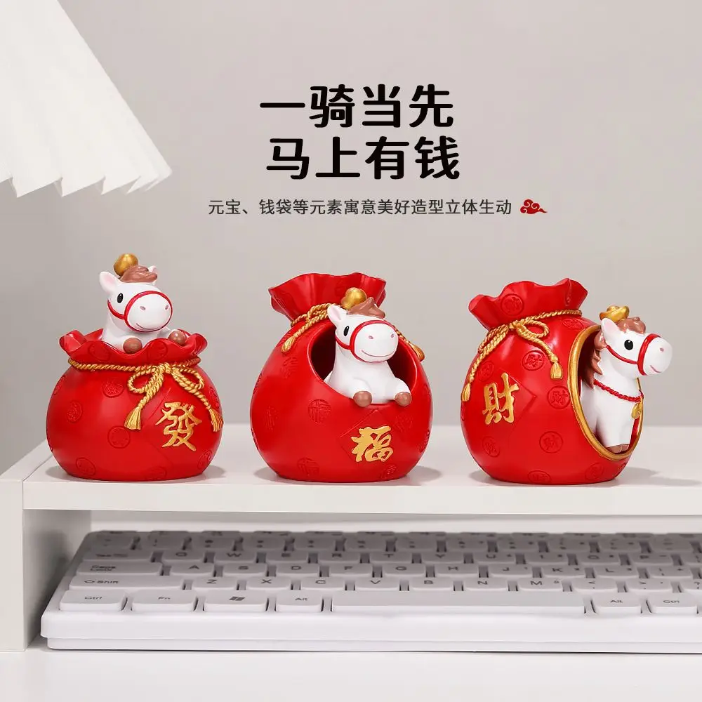 

2026 новый стиль в китайском стиле мешок для денег Fortune Pony ремесло украшение для рабочего стола подарок на Новый год