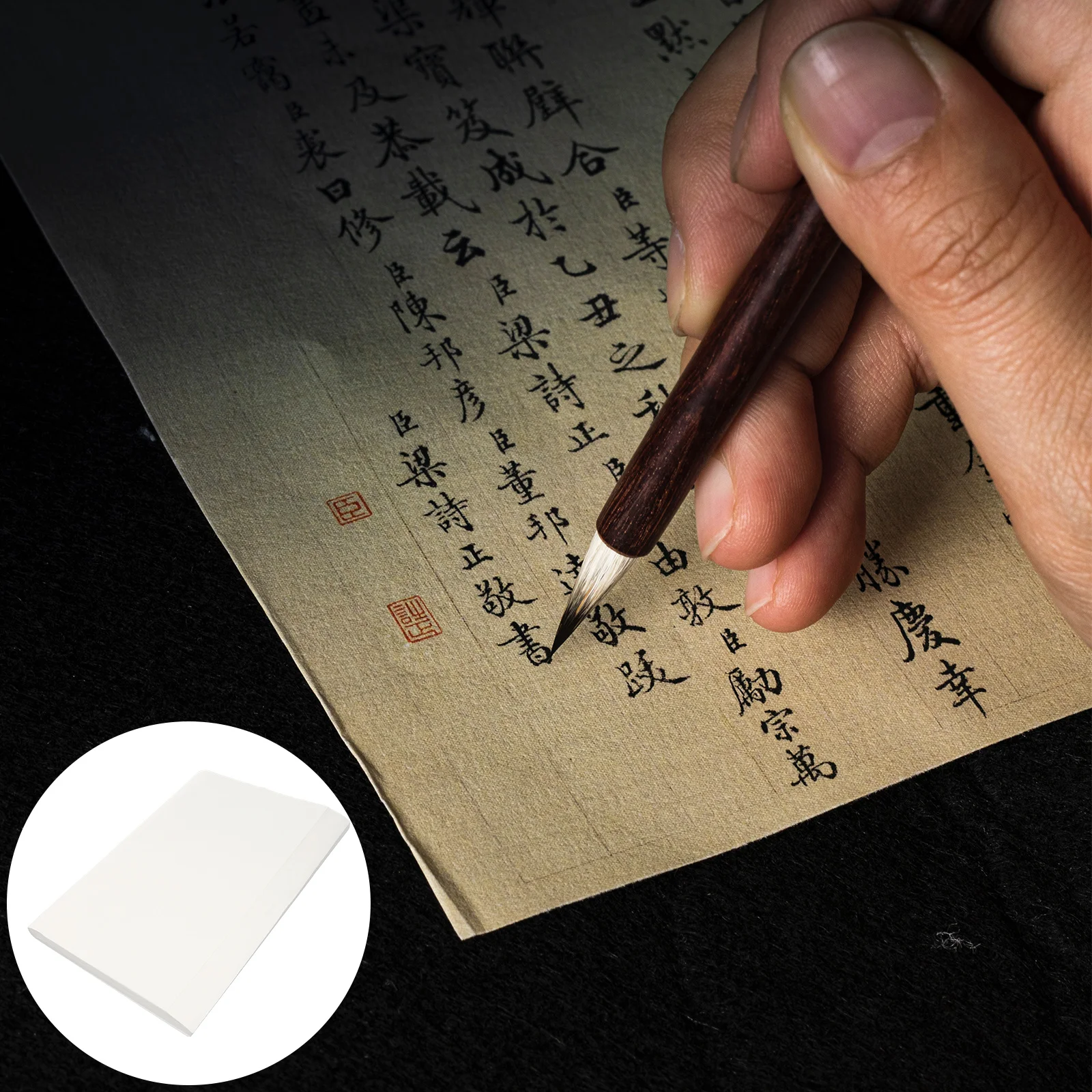 

100Pcs Xuan Paper Calligraphy Practice Sheets Breathable Ductile Ink Use Suitable for All Ages White Calligraphy Paper